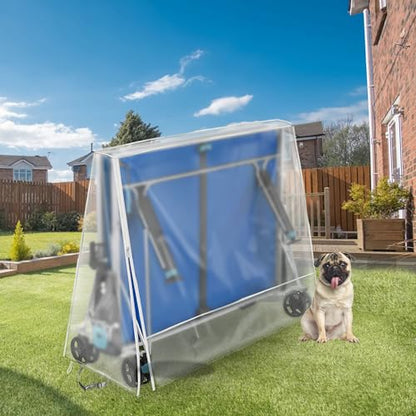 Ping Pong Table Cover for Indoor & Outdoor Folding Table Tennis Tables, Frosted Semi-Transparent PVC Table Protector, Waterproof, Side Zipper for Easy Fit, Fits 65''x28''x10''x69'' Tables