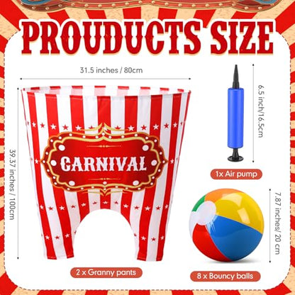 Leitee 11 Pcs Granny Pants Yard Game Games Set Oversized Pants with Bouncy Balls and Air Pump Outdoor Tossing for Basketball Party Supplies Sport Play Adults Fun Family Reunion Gatherings - style: Carnival