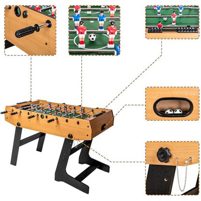 HLC 47.5" Foosball Table, Foldable Foosball Table Football Soccer Indoor Game Table, Kids Family Play Sports Fun