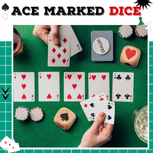 Seenelling 4 Pcs Wooden Marker Dice with Storage Box Big Size 1.57''(4cm) Ace Indicator Wooden Suit Dice Cube Clear Prints Euchre Cube Great Gift for Euchre Poker Cards Game (Brown,1.57'')