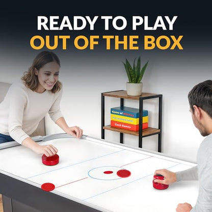 Hathaway Pro-Series Air Hockey Pucks and Strikers Set for Family Game Room - with Ergonomic 4-in Strikers, 3-in ABS Pucks, Felt Bottoms & Chip-Resistant Design - Red Finish