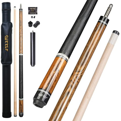 CUEELF Pool Cue Stick Low Deflection Hand-Made Inlay Billiard Cue 58'' Professional Billiard Pool Cue Stick for Adults-12.5mm Tip,3/8 * 8 Joint - color: WD-YH-SM-HJT