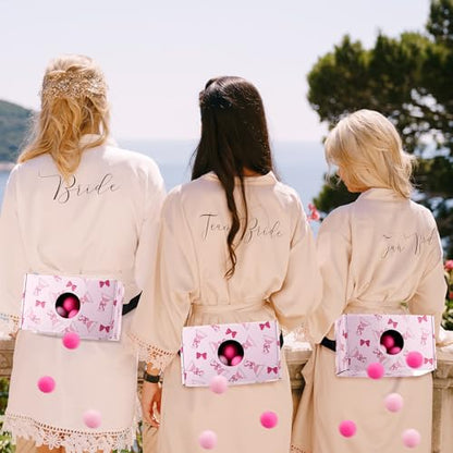 Yaomiao 4 Pack Bachelorette Party Shaking Swing Balls Game Set Includes 4 Set Strap Shake Box and 80 Balls for Birthday Bachelorette Bridal Shower Table Tennis Game(Pink Bow,Pink) - color: Pink, style: Pink Bow