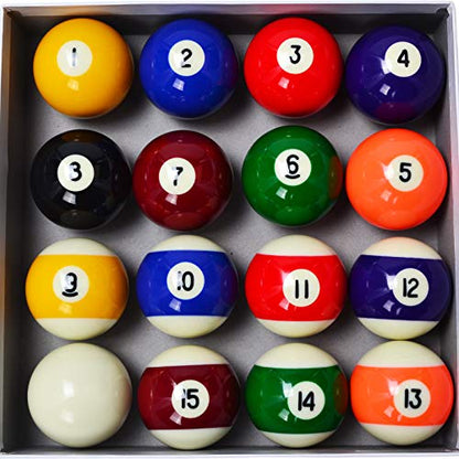 Collapsar Deluxe 2-1/4" Billiard Pool Balls Marble-Swirl Style Billiards Ball Complete 16 Ball Set (Several Style Available) - style: Deluxe Set