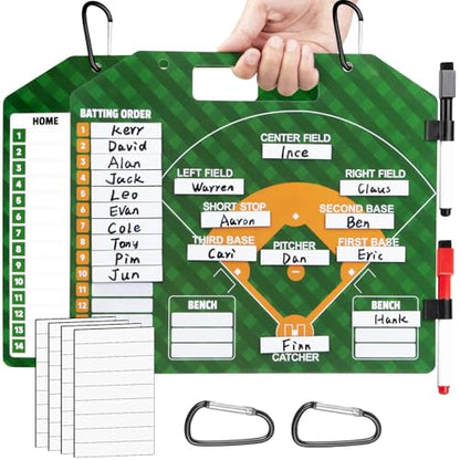 Magnetic Baseball Lineup Board, Dry Erase Coach Lineup Board, Baseball Coaching Board for Dugout, Baseball Clipboard for Coaches with 40 Lineup Cards, Baseball Coaching Accessories - style: Baseball Board