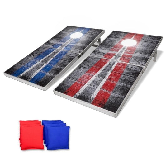 GoSports 4 x 2 ft Ultra Portable Cornhole Board Set - Choose LED Lights or Standard - Regulation Size Corn Hole Games for Adults, Perfect for Tailgating and Camping - Includes 8 Bean Bags & Rules - style: LED Rustic