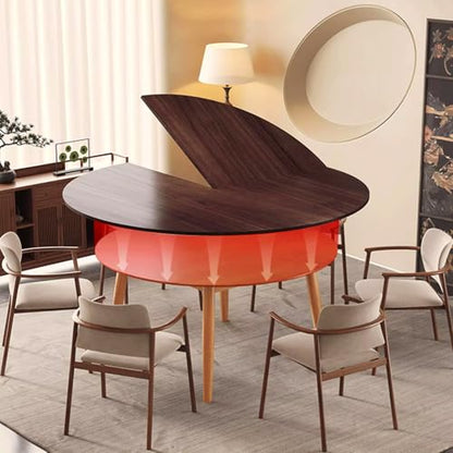 Foldable Round Wood Table Top Extender - Diameter 71 inch, 67 lbs | Indoor, dark walnut, folds for easy storage, no legs, fits 10-12 people, catering party tables, kitchen dining room tabletop - size: D-70.87IN