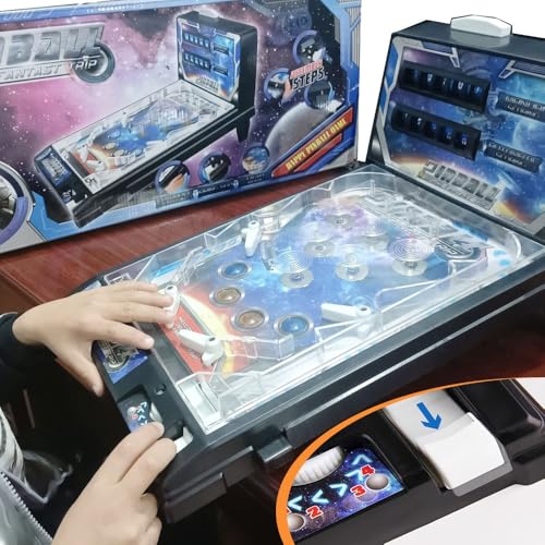Retro Tabletop Pinball Machine Electronic Desktop Ball Shooting Toy for Kids and Adults with Lights Sounds and Scoreboard Tabletop Pinball Game