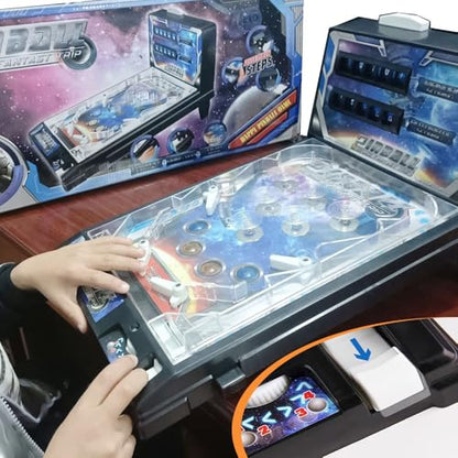 Retro Tabletop Pinball Machine Electronic Desktop Ball Shooting Toy for Kids and Adults with Lights Sounds and Scoreboard Tabletop Pinball Game