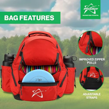 Prodigy Disc BP-3 V3 Disc Golf Backpack | Golf Bag with 20+ Disc Capacity | Large Disc Bag | Tear & Water Resistant - color: Red