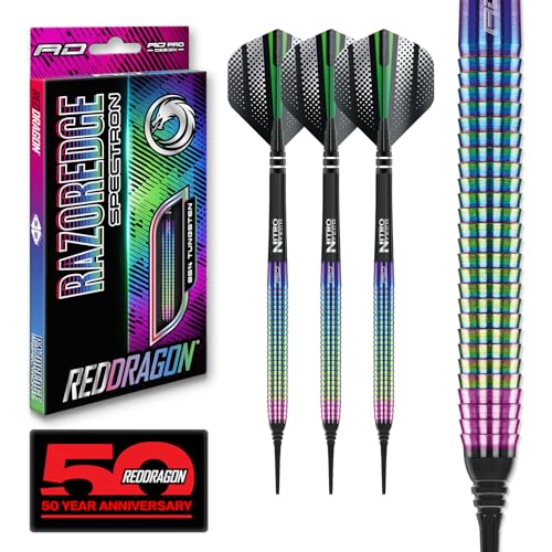 RED DRAGON Darts - Amberjack | Javelin | Pegasus | Razor Edge - Professional Tungsten Soft Tip Darts - Includes Dart Flights and Shafts - size: 18g Barrel / 20g Full Weight