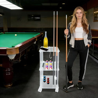 Pool Stick Holder Floor Stand, 10-Hole Acrylic Pool Cue Rack