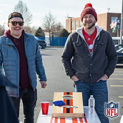 NFL Football Portable Size 1' x 2' Solid Wood Cornhole Set with Direct Print HD Team Graphics – Travel Size