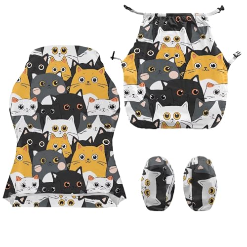 Suobstales Cat Pattern Gaming Chair Cover Cat Scratch Proof Gaming Chair Slipcovers with Armrest, Stretchable Waterproof Office Desk & Racing Chair Cover, Universal Fit for Computer Gamer Chairs - color: Cat