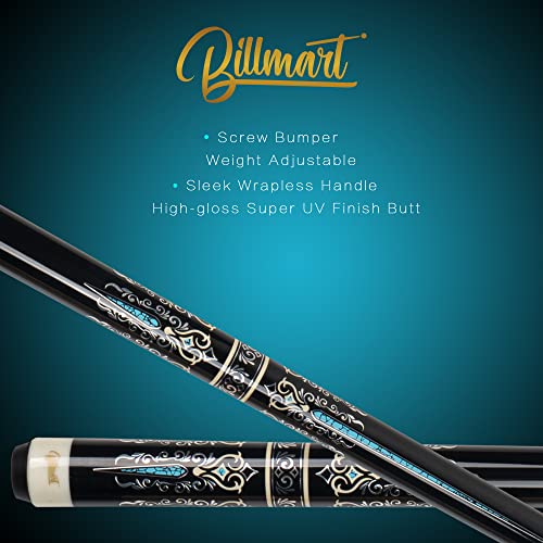 Billmart Pool Cue Stick, Low Deflection Shaft Billiard Cue Sticks with Hard Case, Pool Table Sticks Queue, 19-21 oz Pool Que - color: Black, size: 21 oz