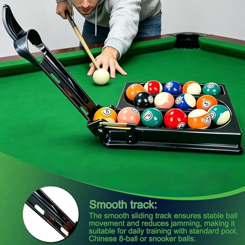 Upgraded Billiard Training Device, Semi-Automatic Ball Release Rack for Pool, Snooker & Chinese 8-Ball, Fixed-Point Practice Aid for Stroke and Aiming Training（Balls not Included, Non-3D）