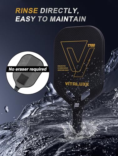 T700 Raw Carbon Fiber Pickleball Paddle, Edgeless 3K Textured Carbon Friction Surface, Thermoformed Raquette Pickleball with Aerodynamic Design used for tournament, Power & Control & Spin Max