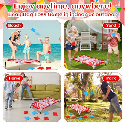 Carnival Games 2 in 1 Bean Bag Toss with 12 Bean Bags for Boys Girls Outdoor Cornhole Circus Game Set Portable Toss Games for Throwing Carnival Theme Party