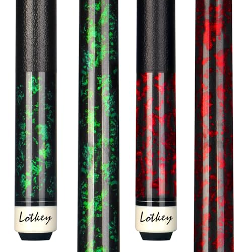 LOTKEY Pool Cue Sticks for Adults,Super Straightened Up 58'' 18 19 20 21oz Billiard Cues Canadian Maple Tacos De Billar Profesional Set of 4/3/2/1 House Bar Pool Que Table Beginner Pool Queue - color: 2 Sets (20oz Red, 21oz Green)