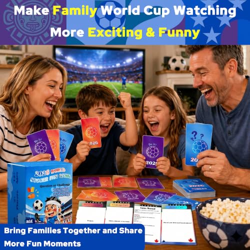 2026 World Soccer Cup Watch Party Games – 120 Challenges & Questions Interactive Card Game for Live Match Soccer Parties, Truth or Dare Cards for Family & Friends Games, 2+ Player