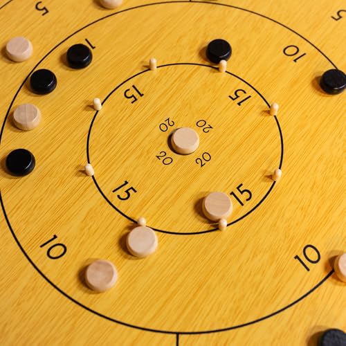 30 Inch Tournament Crokinole Board Game, Official Crokinole & Checkers | 26" Playing Surface, 24 Discs and Bag, Canadian Heritage Tabletop Games, Dexterity Krokinole Games for Families and Friends - style: 30 Inch