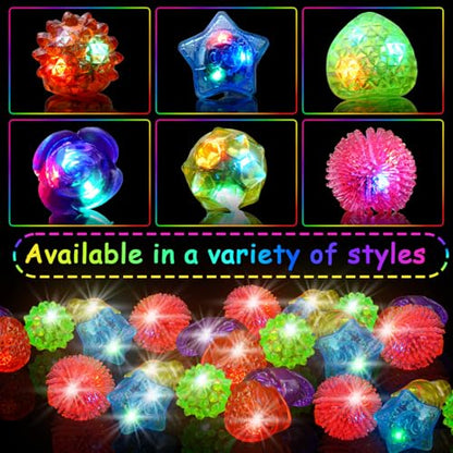 OLUPP Light Up Rings, Glow In The Dark Party Supplies, 6 Style Flashing Glow In The Dark Rings - style: 200 Pack