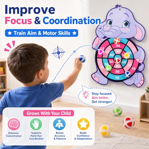 Sticky Ball Dartboard Elephant Design Self-Adhesive Surface for Family Indoor Outdoor Play and Throwing Target Games, Crocodile