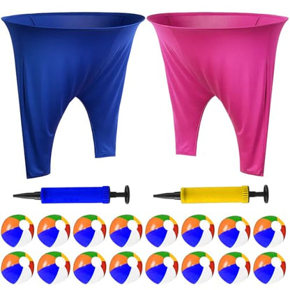 Granny Pants Yard Game,Granny Pants Outdoor Game,2pcs Giant Oversized Granny Funny Pants Set with 16 Bouncy Balls and 2 Pump for Family Reunion Games, Backyard Gatherings Team (Blue+Redw)