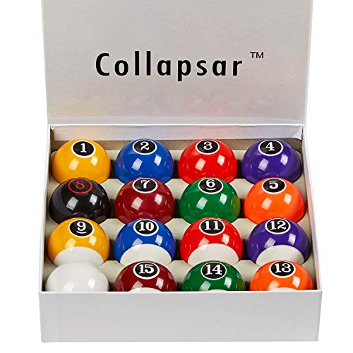 Collapsar Deluxe 2-1/4" Billiard Pool Balls Marble-Swirl Style Billiards Ball Complete 16 Ball Set (Several Style Available) - style: Modern Style