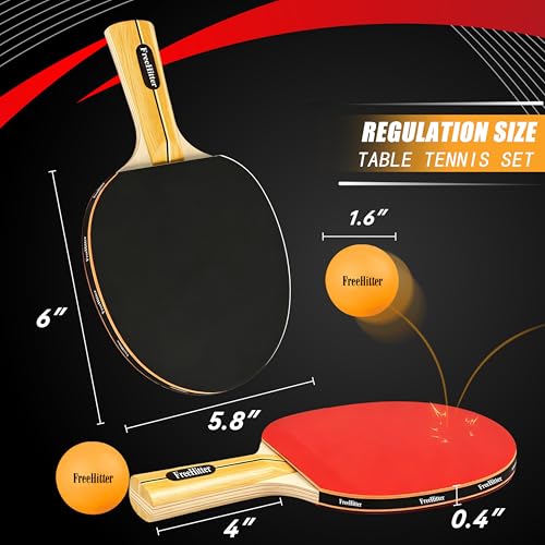 Table Tennis Set, 4 Paddles, 8 Balls & Carry Bag | Poplar wood paddles with EVA sponge & rubber. ABS 3-star balls. Great for family, beginners, office.