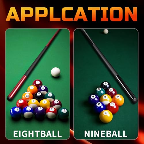 KMISE Fiberglass Graphite Composite Pool Cue Sticks 20oz 13MM Cue Tip One-Piece 58inch Professional Pool Cue Low-Deflection Billiard Cue Sticks Set of 1/4 for Home & Bar Play Black Red Color Available