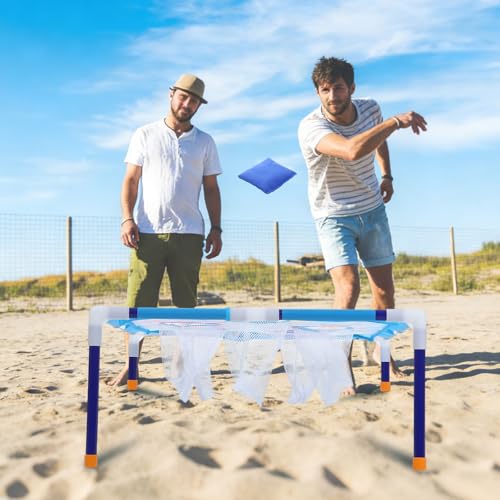 Bean Bag Toss Game for Kids, Summer Outdoor Portable Cornhole Set with Bean Bags, Toddler Indoor Toys, Yard Toss Games for Boys Girls Camping Family Fun Swimming Ring Pattern