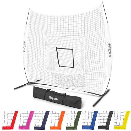 GoSports 7 x 7 ft Baseball & Softball Nets - Available in Team Colors - Batting & Pitching Net with Strike Zone - color: White