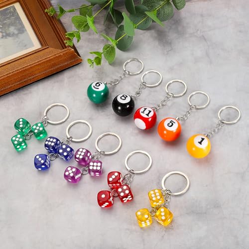 PATIKIL 13 Ball Keychain, Lucky Number 13 Pool Balls with Dice Keychain Creative Keyring Charm Pendant for Bag Wallet Purse Car Cellphone Accessories, Orange