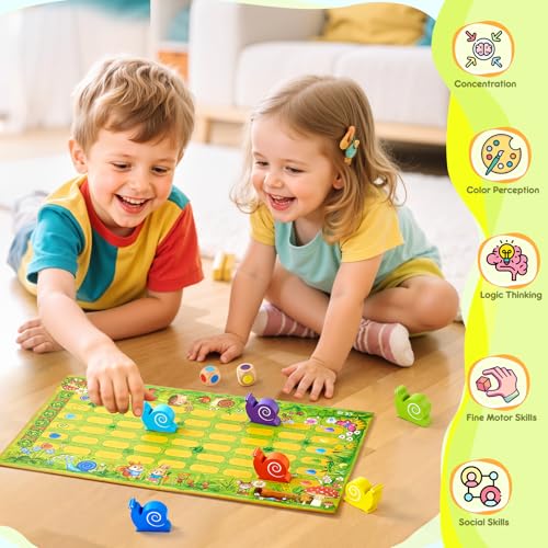 Snail's Pace Race Game, Classic Board Game, Family Game for 2-6 Players, Montessori Toys for 3 4 5 6 Year Olds, Fine Motor Skills Toy, Gifts for Boys Girls 3+ Year Old