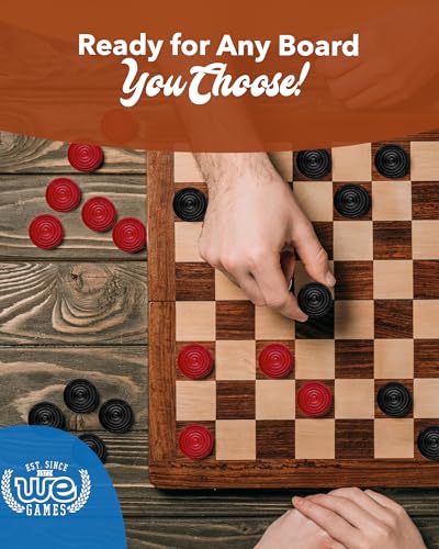 WE Games Wooden Checkers Pieces with Drawstring Storage Bag - 24 Checker Pieces Only - Red & Black, 1.5-inch Diameter - size: 1.5 inch diameter