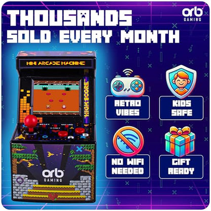 Orb - Mini Arcade Machine, 300 in-Built Games, 8-Bit Retro Arcade Games, 2.5” Full Colour Screen, 8-Way Joystick, 2 Buttons, Volume Control - color: Arcade 300 (300 Games)