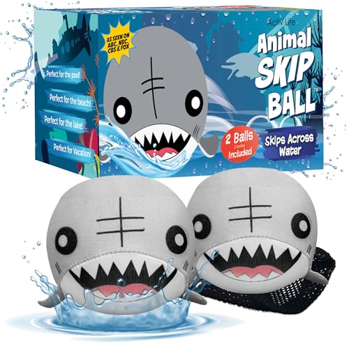 Activ Life The Ultimate Water Skip Balls, Water Bouncing Ball for Swimming Pool, Beach Toys for Friends, Family, Kids and Adults - style: Sharks