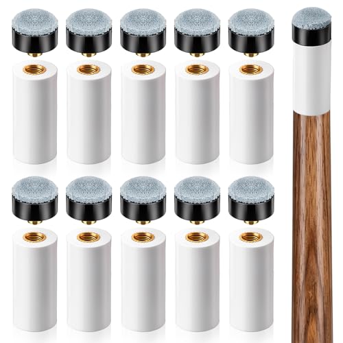 10 Sets Pool Cue Tips Replacement Kit Pool Stick Tips Screw On Pools Stick | 2 Sizes Tip Billiard Cues Tip with Gray Pools Cue Sticks Ferrules, Pool-Table Accessories(12mm/13mm, 5Sets Each)