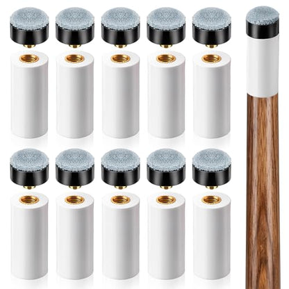 10 Sets Pool Cue Tips Replacement Kit Pool Stick Tips Screw On Pools Stick | 2 Sizes Tip Billiard Cues Tip with Gray Pools Cue Sticks Ferrules, Pool-Table Accessories(12mm/13mm, 5Sets Each)