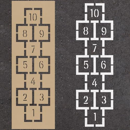 MotiMind 90" x 24" Classic Hopscotch Stencil Playground Foldable Painting Stencils Cardboard Reusable Template for Playground and Pavement