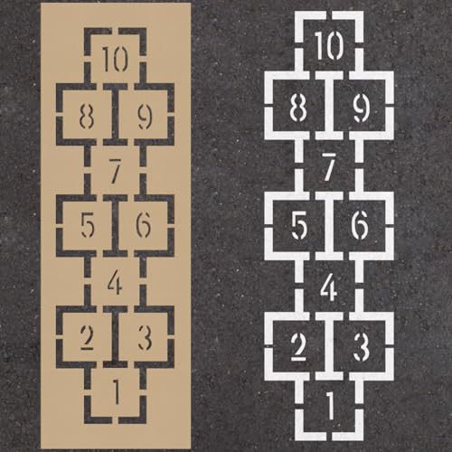 MotiMind 90" x 24" Classic Hopscotch Stencil Playground Foldable Painting Stencils Cardboard Reusable Template for Playground and Pavement