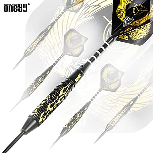 ONE80 Professional Steel Tip Darts Set in 12 Pack with Extra Flights and Shafts - style: Brass Barrel