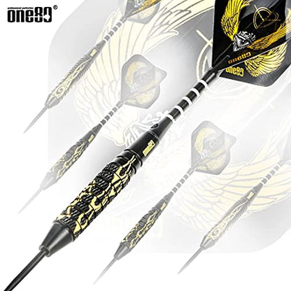 ONE80 Professional Steel Tip Darts Set in 12 Pack with Extra Flights and Shafts - style: Brass Barrel