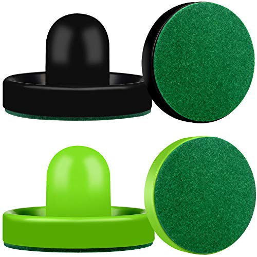 ONE250 Air Hockey Pushers and Red Air Hockey Pucks, Goal Handles Paddles Replacement Accessories for Game Tables (4 Striker, 4 Puck Pack) - color: Black & Green