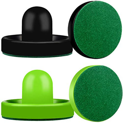 ONE250 Air Hockey Pushers and Red Air Hockey Pucks, Goal Handles Paddles Replacement Accessories for Game Tables (4 Striker, 4 Puck Pack) - color: Black & Green