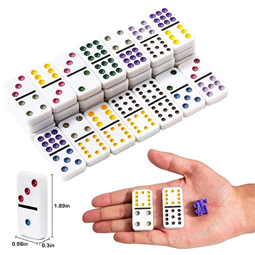 Yinlo Mexican Train Domino Set with Sound Effect, Dominoes Set for Travel, 91 Tiles Double 12 Colored Dominoes Travel Game Set with Aluminum Case - style: Dot with Green Hub