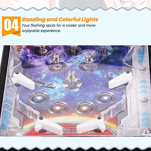 Rasul Mini Pinball Games, Electronic Tabletop Pinball Machine Shooting Toy for Indoor Game Room with Light and Scorekeeper, Desktop Ball Game Retro Nostalgia Arcade Machine for Kids Adults