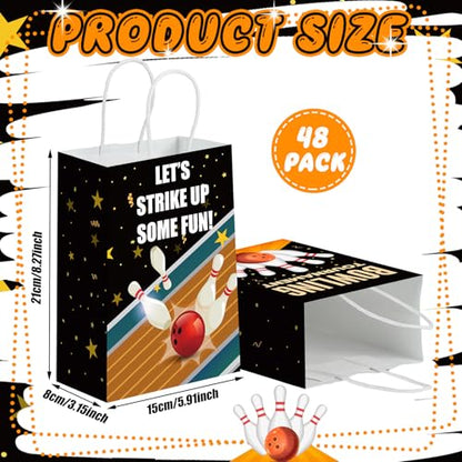 Kolldenn 48 Pcs Bowling Party Favors Bags Bowling Ball Goodie Gift Paper Bags with Handles Sport Candy Treat Pouch for Ball Birthday Party Decorations Supplies - style: Bowling