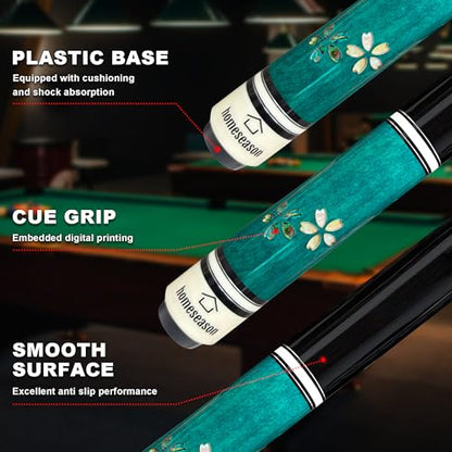 HomeSeason Pool Cue Stick 58" Professional Billiard Canadian Maple Pool Stick with Leather Case & 13mm Tip, 18/19/20/21oz for Adults Pro Player - color: 19oz(Blue）